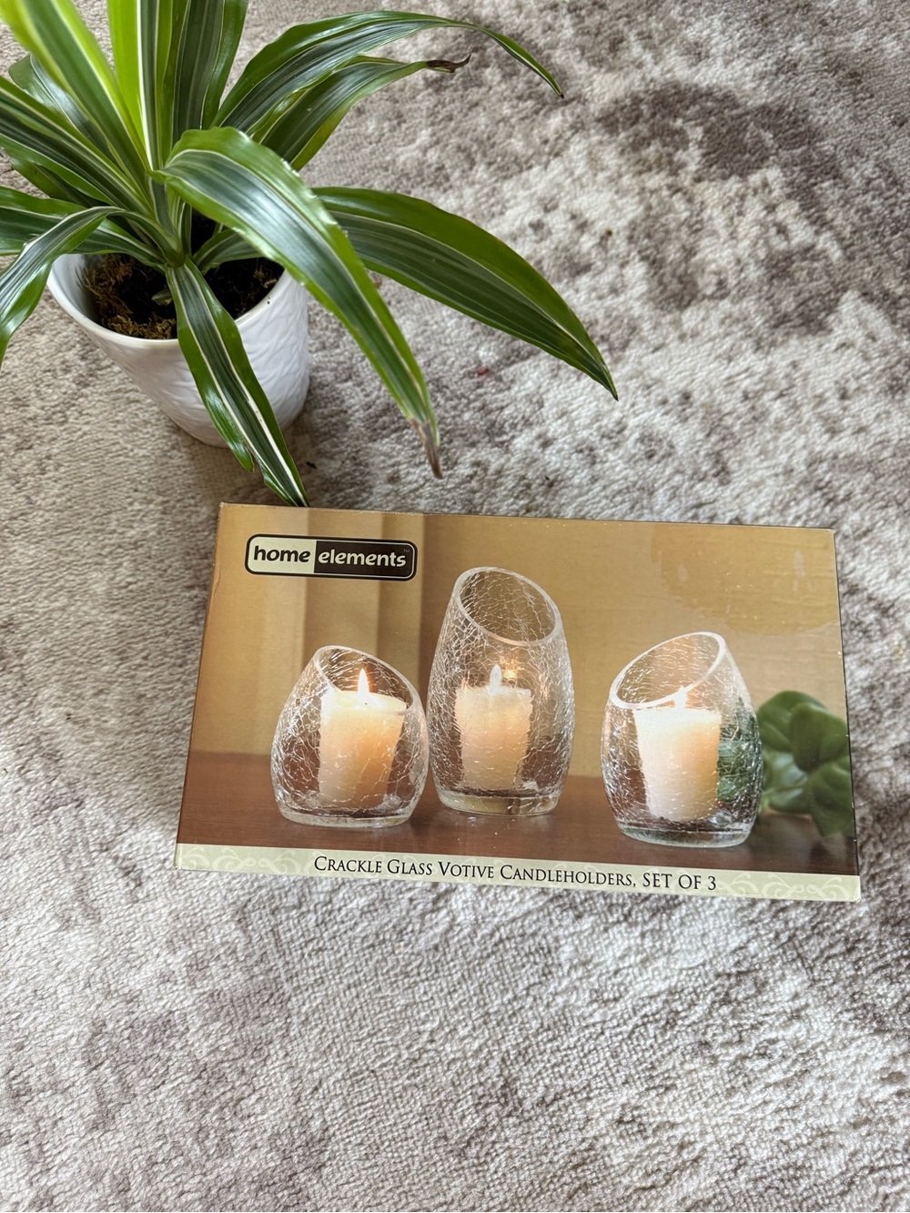 NWT Crackle Glass Votive Candleholders Set of 3